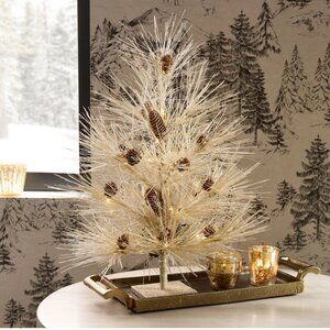 Pottery Barn Lit Tinsel Pinecone Tree New in box!